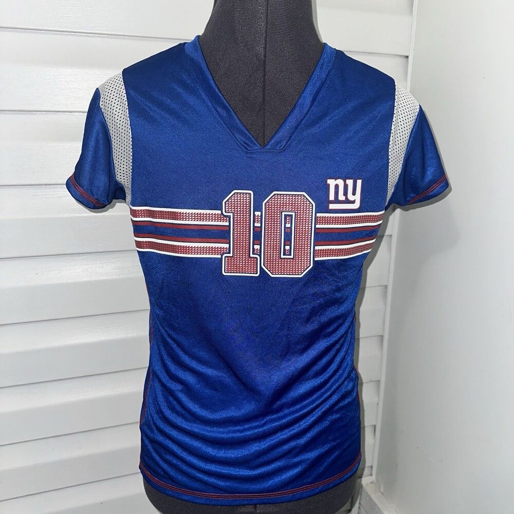 NFL Apparel New York Giants Jersey Shirt Womens Football Top Manning #10 Blue L